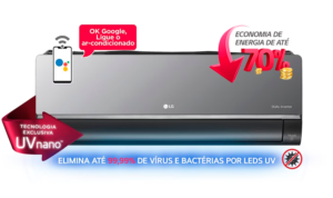 Ar-Condicionado Split LG Dual Voice Artcool UV Nano Inverter 12.000 BTUs Quente/Frio 220V
