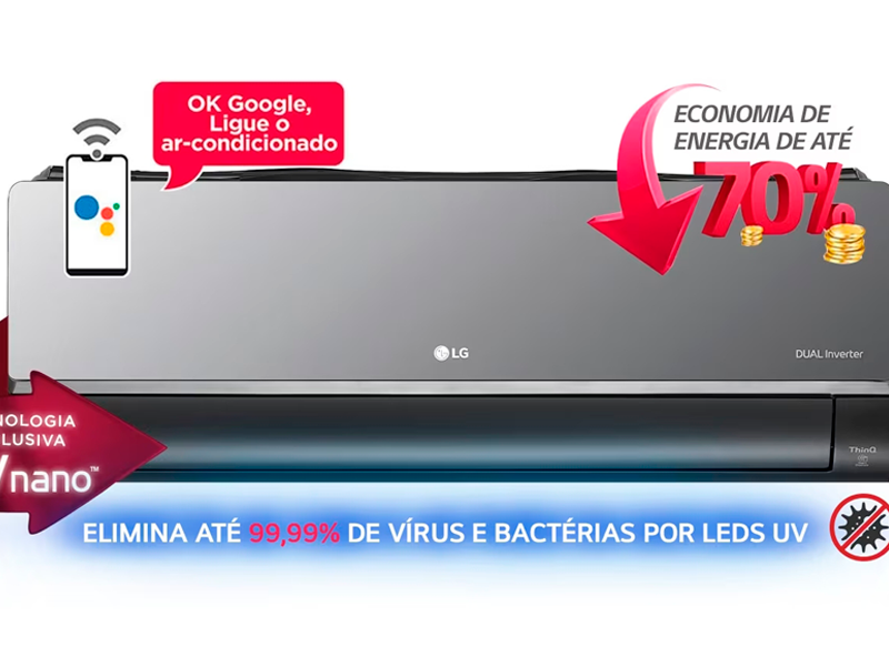 Ar-Condicionado Split LG Dual Voice Artcool UV Nano Inverter 18.000 BTUs Quente/Frio 220V