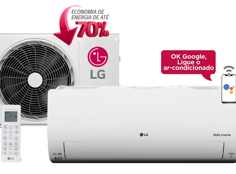 Ar-Condicionado Split LG Dual Voice UV Nano Inverter 12.000 BTUs Quente/Frio 220V